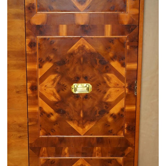 Vintage Military Campaign Burr Walnut Wardrobe with Internal Shelves For Sale - Image 9 of 18