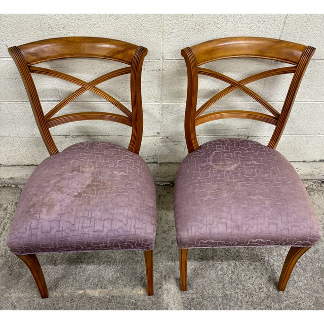 Late 20th Century Vintage Regency Sheraton Neoclassical Style Side Chairs For Sale - Image 5 of 10