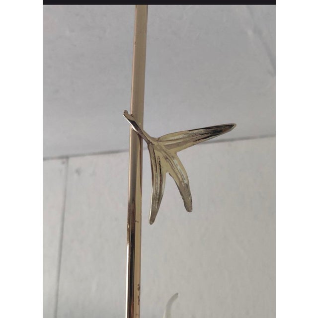 Elevate your space with this exquisite 1960s Mid-Century Modern frosted glass leaf chandelier. Featuring beautifully...