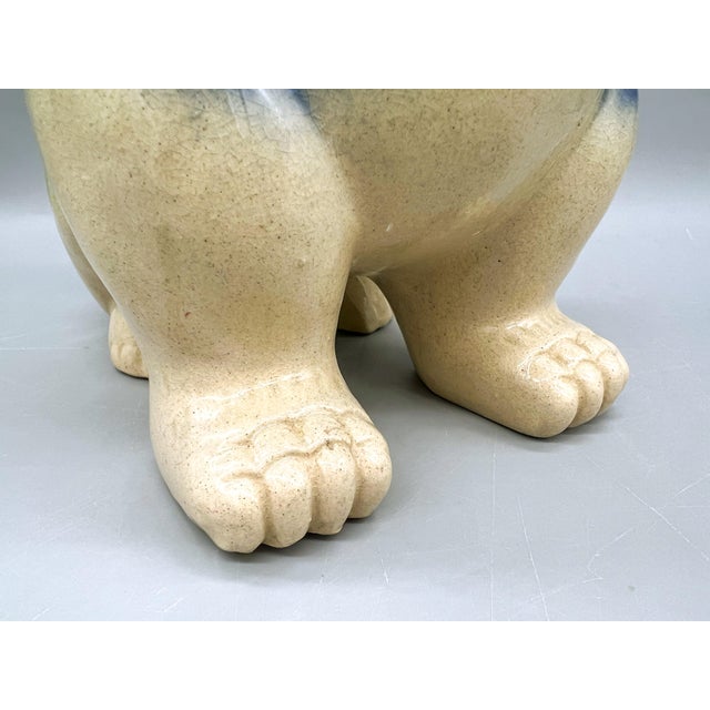 Large 1980s Chinese Sancai-Style Glazed Ceramic Foo Dog – Chinoiserie / Asian Traditional For Sale - Image 12 of 13