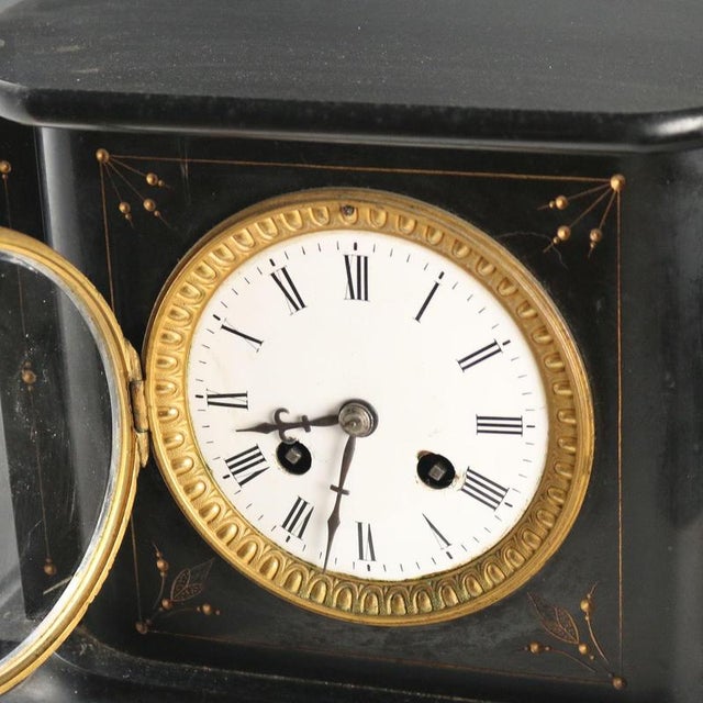 Black Marble Table Clock For Sale - Image 4 of 12