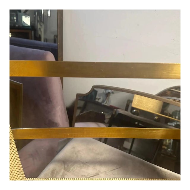 1980s Dior Home Style Mid-Century Modern Brass and Wicker Magazine Stand For Sale