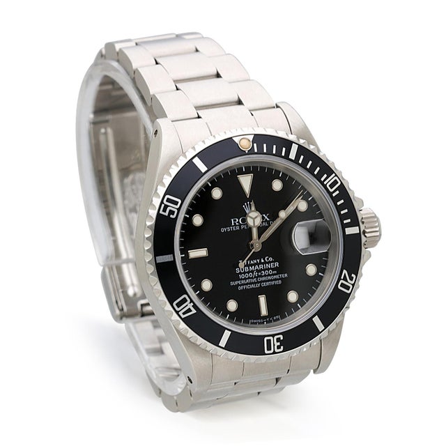 1990s Rolex Submariner Tiffany & Co Dial 16610 Steel Automatic Date Watch For Sale In Miami - Image 6 of 13