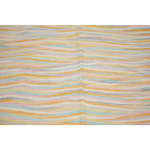 Shabby Chic Vintage Afghan Hand Made Organic Wool Maimana Kilim,5'5"x8' For Sale - Image 3 of 5