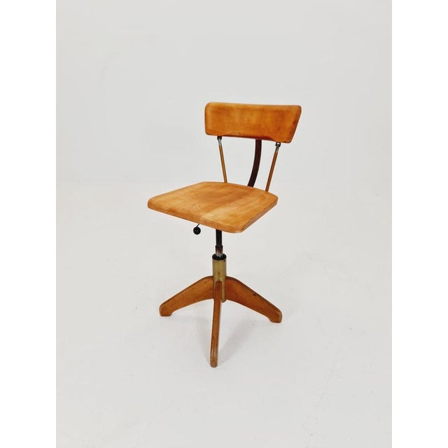 Bauhaus Swivel Office Chair in Wood from Stoll Giroflex ,1950s For Sale - Image 5 of 11