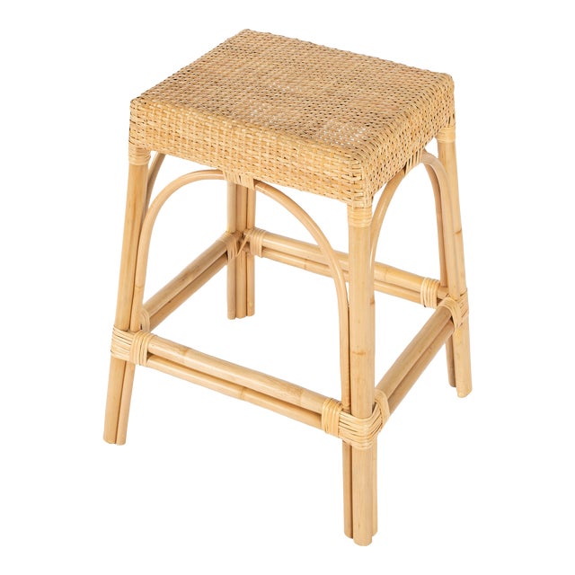 Aiden Natural Rectangular Rattan Counter Stool, 24.5" Chairish