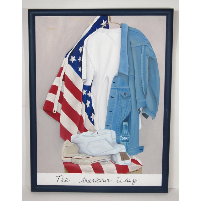 1994 “The American Way” Oil on Canvas, Signed Nele Dobes — Framed Americana Still-Life (25.5" × 19.5") For Sale - Image 12 of 12