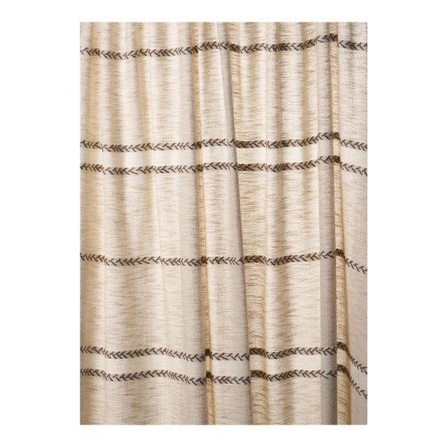 SAMPLE - Schumacher Plains Stripe Casement Fabric In Flax For Sale