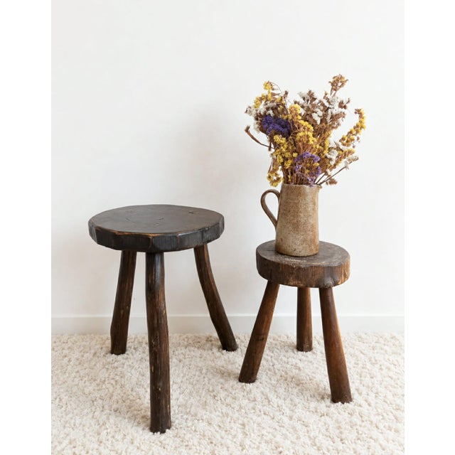 Brutalist Brutalist Wooden Tripod Stool, 1950s For Sale - Image 3 of 9