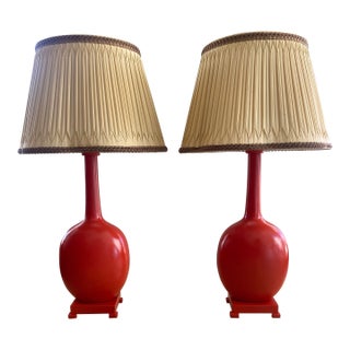 1950s Hollywood Regency Coral Table Lamps - a Pair For Sale