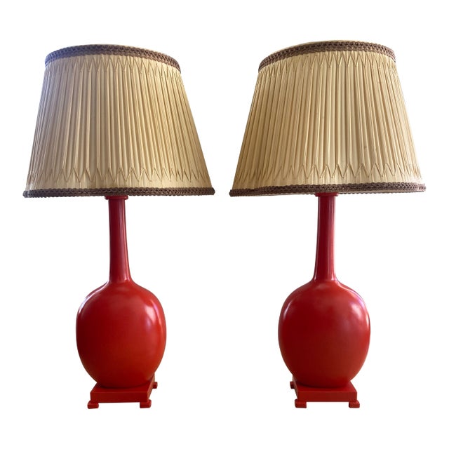 1950s Hollywood Regency Coral Table Lamps - a Pair For Sale