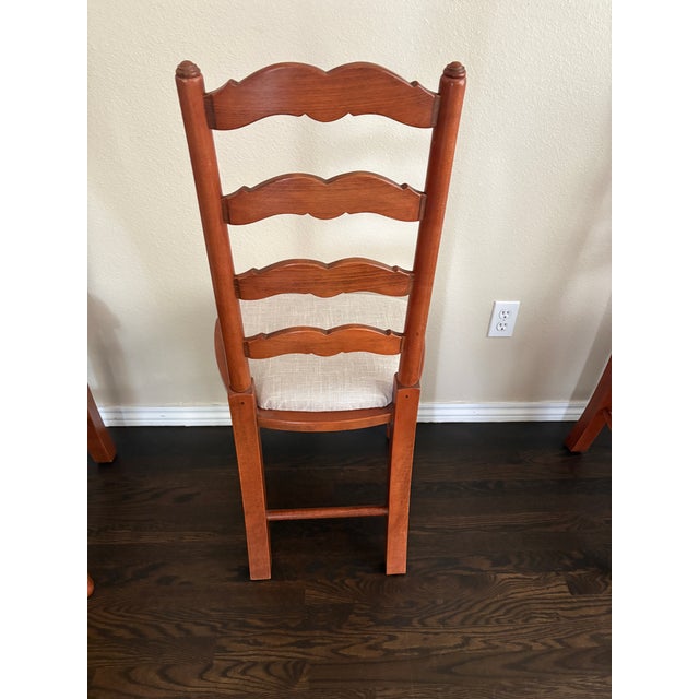 Vintage Pennsylvania House French Country Solid Cherry Ladderback Dining Chairs – Set of 6 Circa. 1988 For Sale - Image 6 of 7
