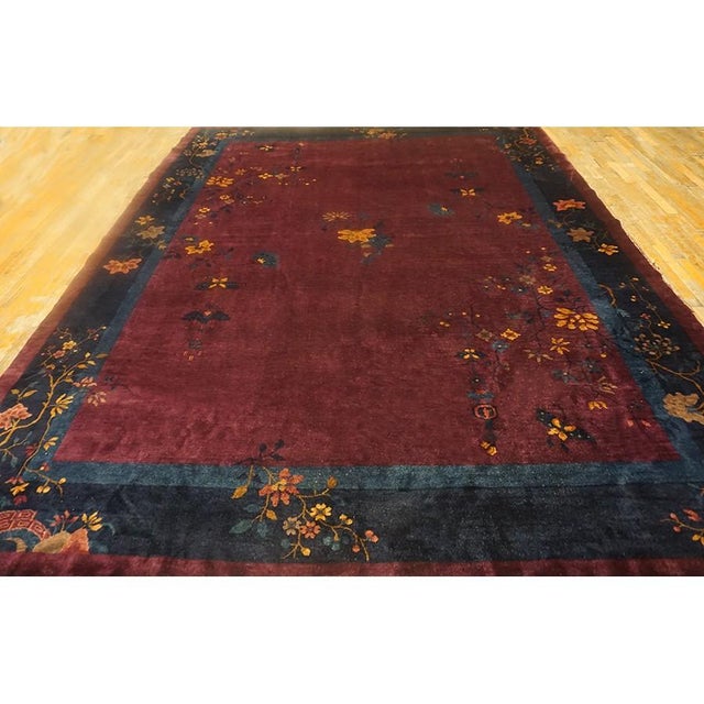 Room Size Chinese Red - Art Deco Rectangle Antique 1920s Wool Knotted Rug, Circa Date: 1920s. This magnificent Chinese Art...