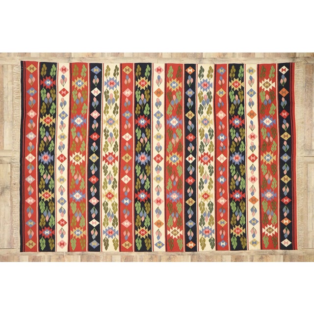 Red Vintage Romanian Kilim Rug - 08'02 X 12'01 For Sale - Image 8 of 10