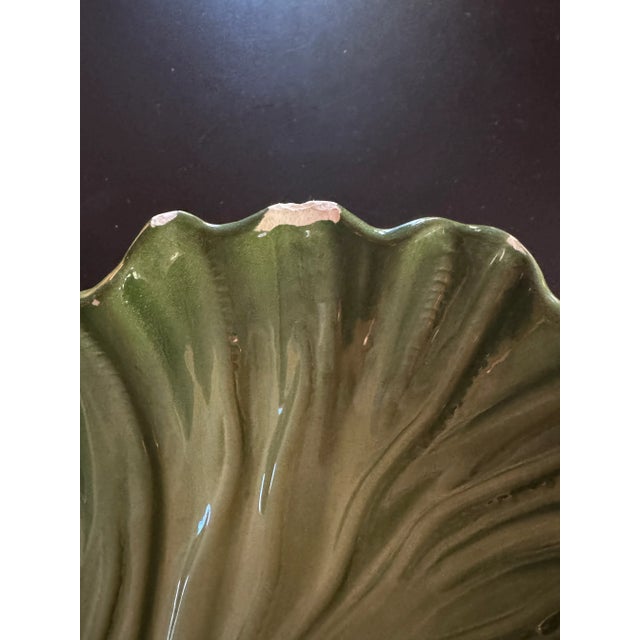 1950s Vintage Maddux of California Pottery Green Leaf Large Serving Bowl Dish Platter For Sale - Image 5 of 5