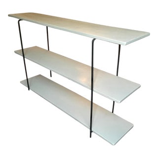 Mid Century Modern Wrought Iron and Maple 3 Tier Book Shelves For Sale