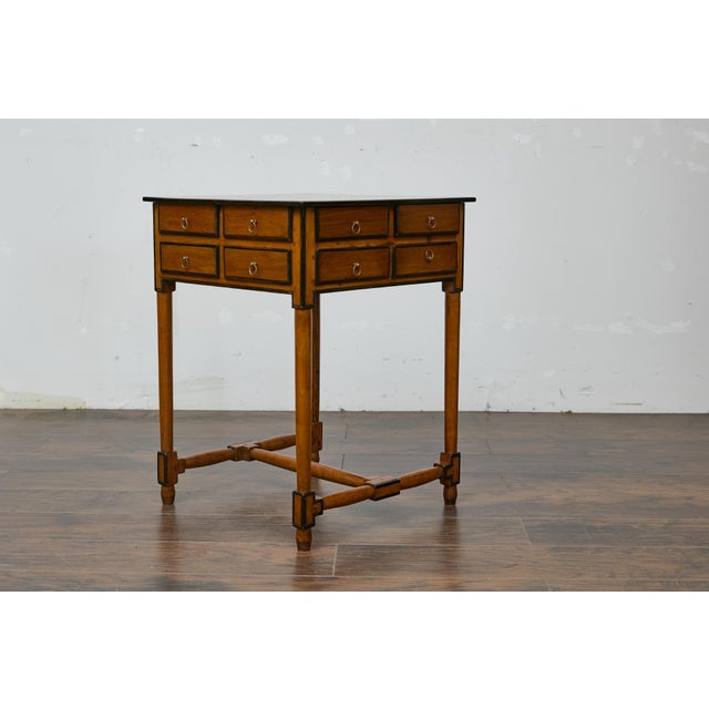 19th Century 19th Century English Walnut Spice Table with Drawers and H-Form Stretcher For Sale - Image 5 of 12