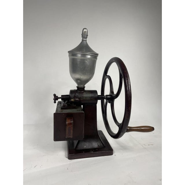 Maroon Antique Flywheel Coffee Grinder, 1890s For Sale - Image 8 of 16