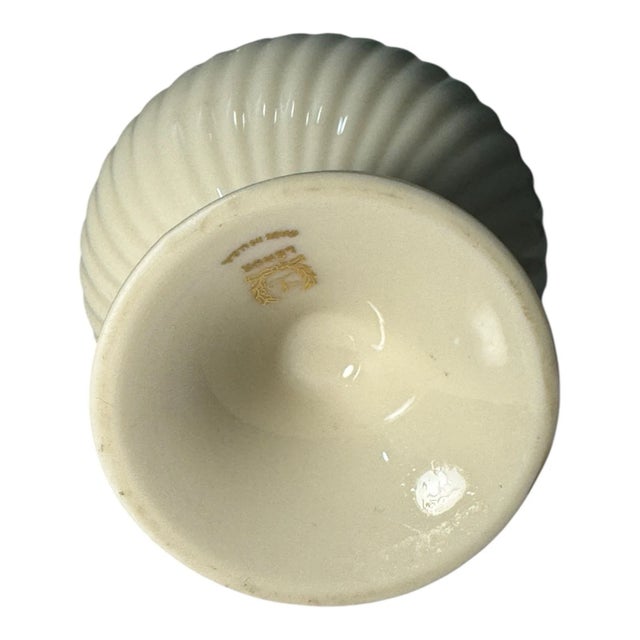 Lenox Bud Vase Ivory Gold Trim Usa Made 7" Ribbed Swirled Vintage For Sale - Image 4 of 7