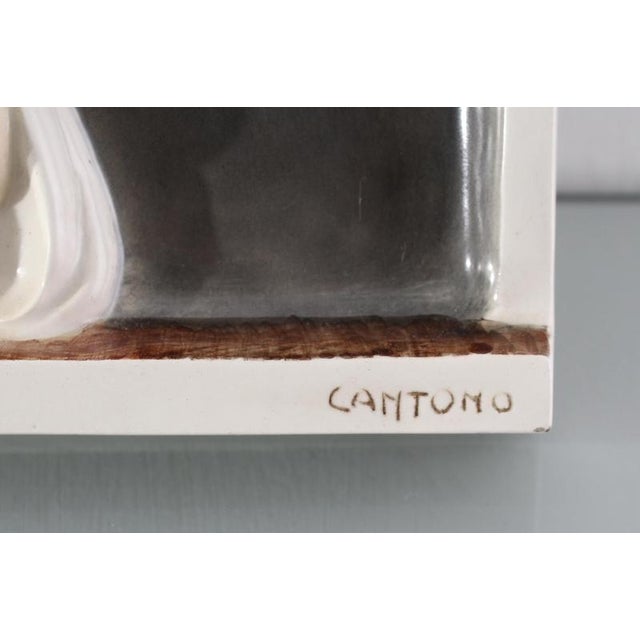 Blue Madonna del Navigatore on Glazed Ceramic Bas-Relief by Igni Torino, Italy, 1940s For Sale - Image 8 of 11