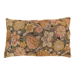 Decorative Antique Jacquard Tapestry Pillow with Floral Elements Allover