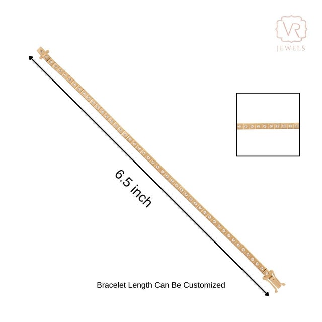 VRJewels Mate Finish 14k Solid Gold Diamond Tennis Bracelet for Mom For Sale - Image 9 of 14