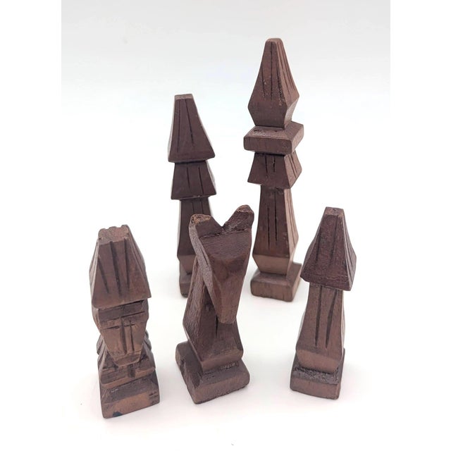 African Carved Chess Pieces, Set of 33 For Sale - Image 13 of 14