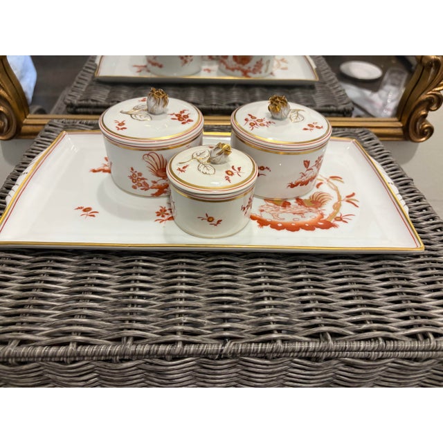 Richard Ginori Richard Ginori Siena Rust Vanity Set (1) 13.5” Tray (2) 3”d Jars & (1) 2.5” Jar For Sale - Image 4 of 7