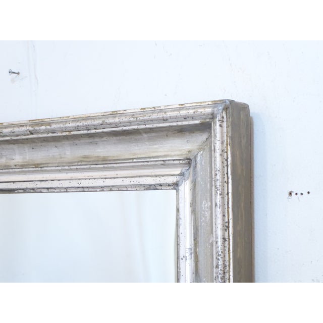 Mid 19th Century Antique Wide Molding Silverleaf Mirror For Sale - Image 5 of 5