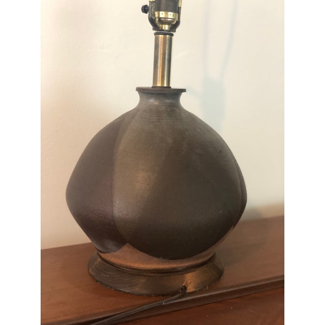 Mid-Century Modern Vintage Mid-Century Large Flame Glaze Studio Pottery Lamp For Sale - Image 3 of 11