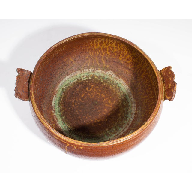 Contemporary Studio Pottery Bowl With Handles For Sale - Image 3 of 7
