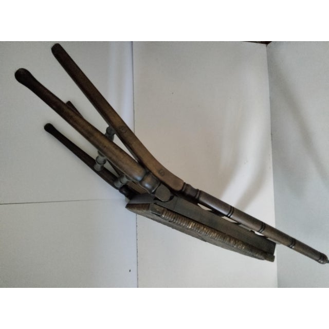 Early 20th Century Folding Ladder Back Chairs With Rush Seating Seating For Sale In Detroit - Image 6 of 7