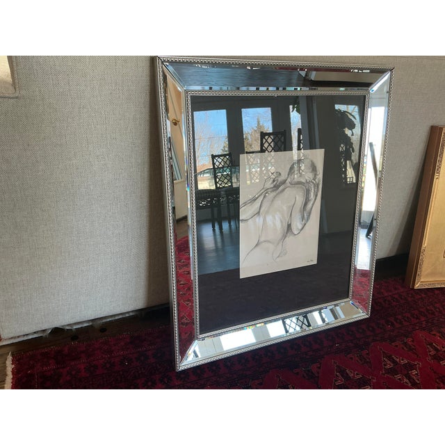 1970s Framed Print Woman Sleeping in Mirror Beaded Frame - Francine Van Hove For Sale - Image 4 of 5