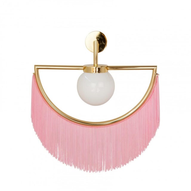 Wink Gold-Plated Wall Lamp With Pink Fringes For Sale - Image 9 of 9