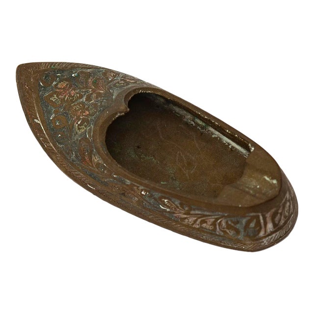 Mid 20th Century Petite Indian Brass Shoe Ashtray For Sale