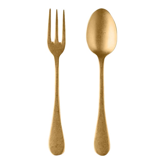 Mepra 2-Piece Serving Set (fork & Spoon), Oro For Sale