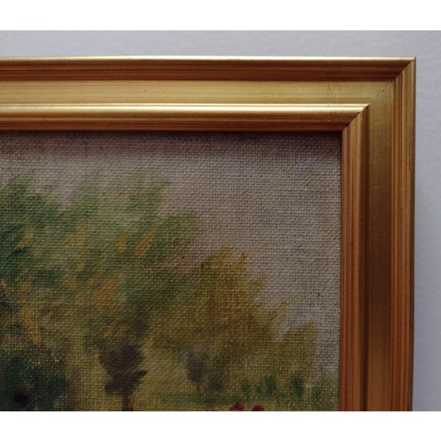 Ladies in Hyde Park London Oil on Board Vintage Painting Gold Frame 10x7 For Sale In New York - Image 6 of 8