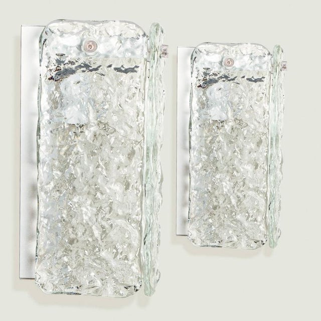 Textured Clear Glass Wall Sconce, 1960 For Sale - Image 10 of 17