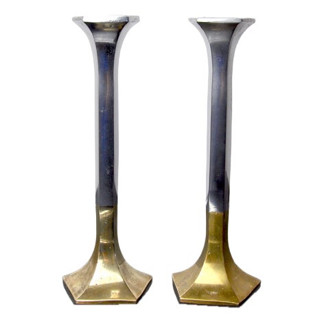 Brutalist Candlesticks attributed to David Marshall, Spain, 1980s, Set of 2 For Sale