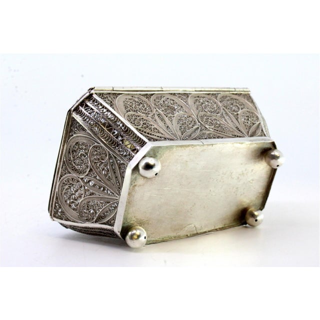 Silver Filigree Box with Reliefs and Monogram Plaque Lid For Sale - Image 6 of 8