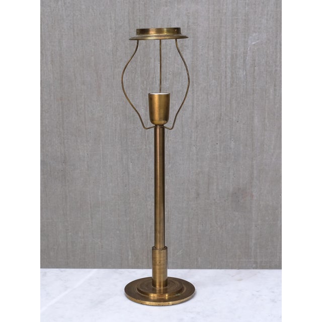 Danish Modern Patinated Brass Table Lamp with Tussah Silk Shade, 1950s For Sale - Image 10 of 11