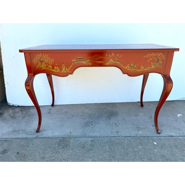 Metal French Style Chinoiserie Writing Desk For Sale - Image 7 of 7