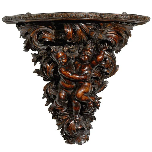 Chocolate 19th Century French Baroque Style Hand-Carved Walnut Bracket For Sale - Image 8 of 8