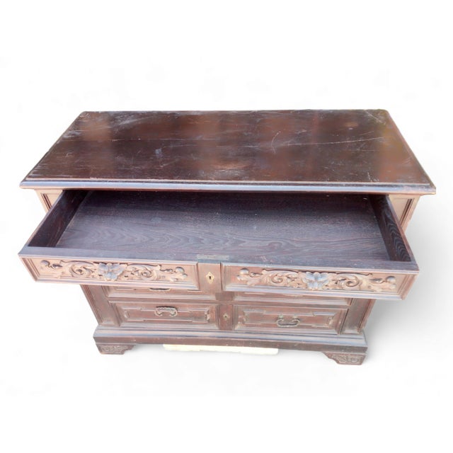 Wood Antique Chest of Drawers in Walnut, 1890s For Sale - Image 7 of 13