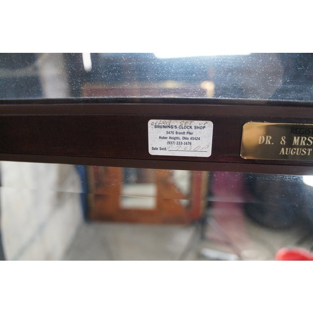 Wood Vintage Howard Miller Georgian Style Flame Mahogany Moon Dial Grandfather Clock For Sale - Image 7 of 16