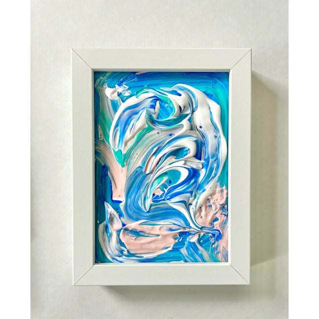 2020s Matthew Izzo Framed Abstract Painting, "Malibu Blue" - Acrylic Paint on Panel (2022) For Sale - Image 5 of 5