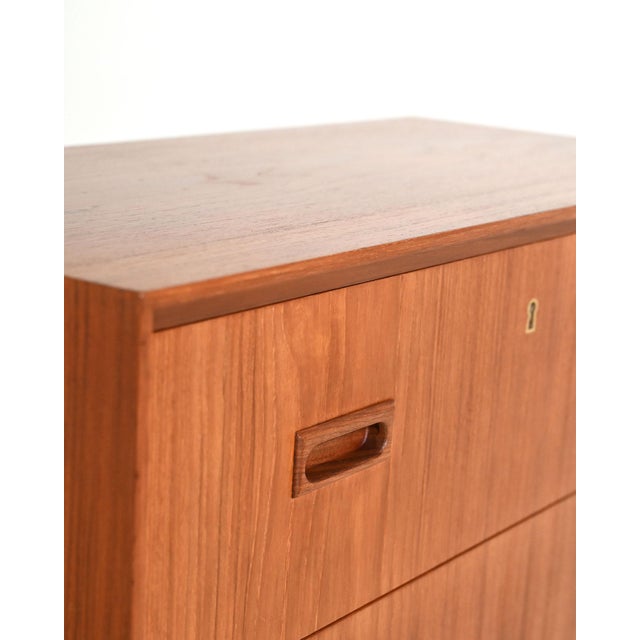 Wood Scandinavian Teak Bedside Table with Two Drawers, 1960s For Sale - Image 7 of 10