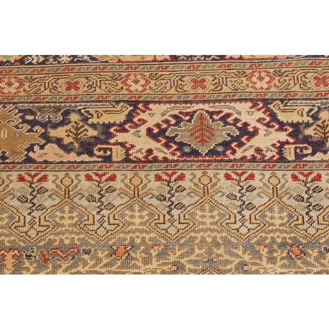 Antique Kayseri Beige and Pink Wool Rug For Sale - Image 4 of 7