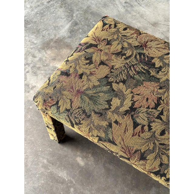 Textile Fully-Upholstered Jacquard Tapestry Parsons Bench, 1980s For Sale - Image 7 of 16