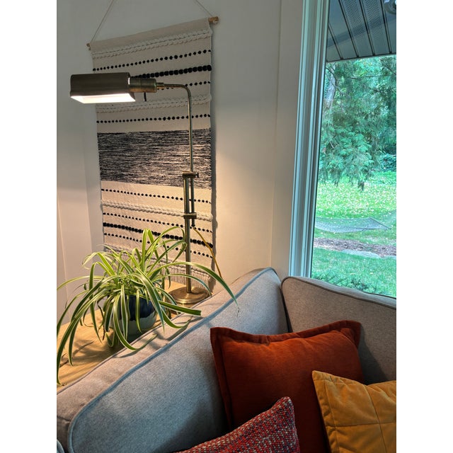 1970s Vintage Adjustable Brass Pharmacy Floor Lamp With Patinated Finish For Sale - Image 5 of 12